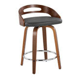 Cassis - Mid Century Modern Fixed Height Counter Stool With Swivel With Round Footrest (Set of 2) - Furniture Home Direct