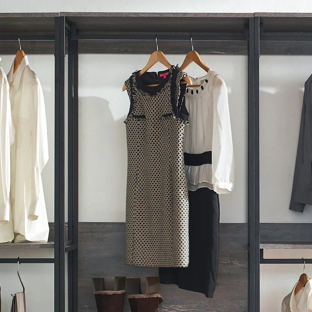 Closet System Industrial Metal Frame With Wood Panels Brown - Furniture Home Direct