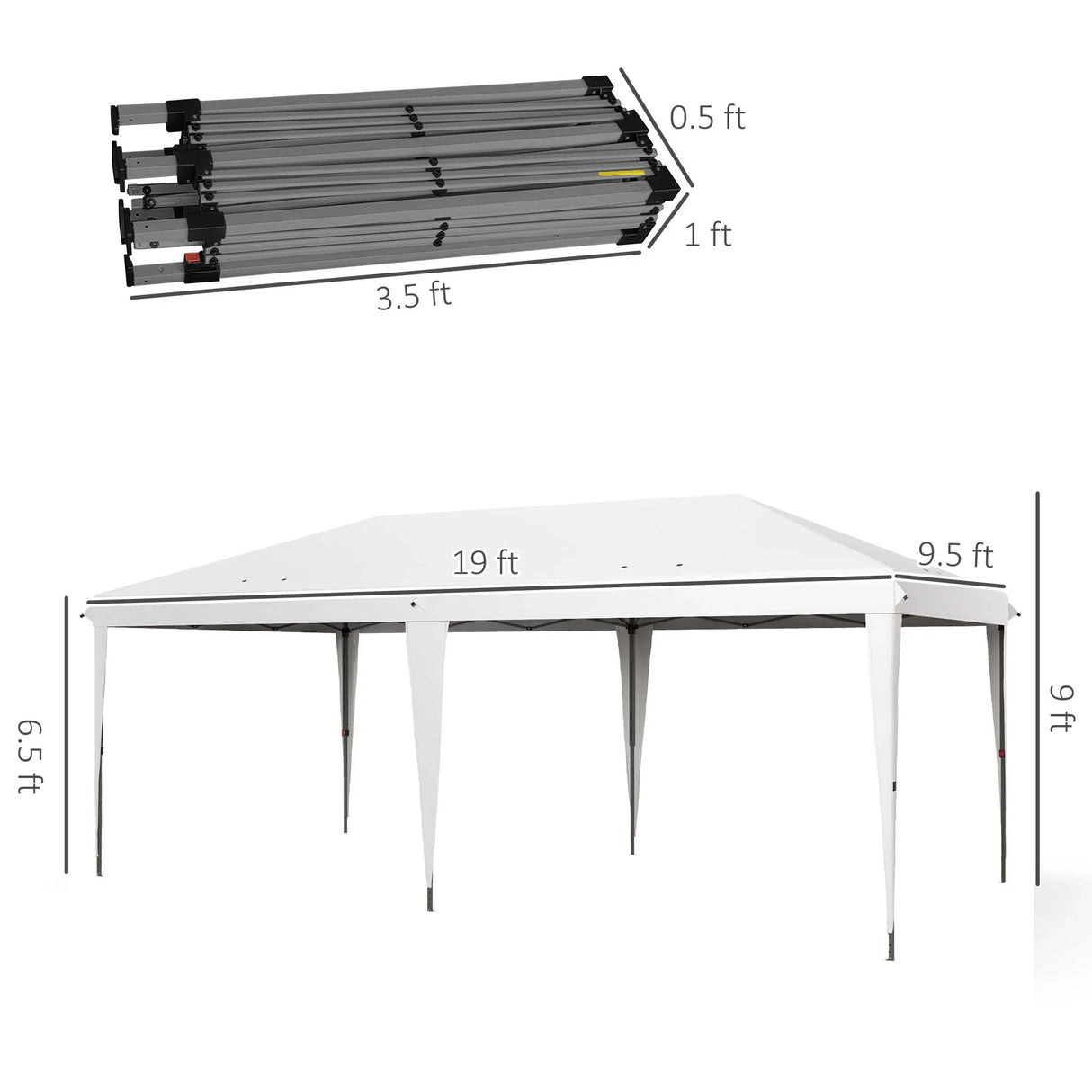 Outsunny - 10' x 19.2' Pop Up Canopy Tent, Heavy Duty Tent For Parties, Outdoor Instant Gazebo Sun Shade Shelter With Carry Bag For Catering, Events, Wedding, Backyard Bbq - Furniture Home Direct