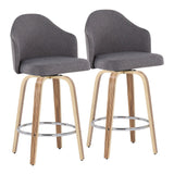 Ahoy - Mid-Century Modern Fixed Height Counter Stool With Zebra Legs / Round Chrome Footrest (Set of 2) - Gray - Furniture Home Direct