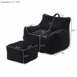 Giant Plush Bean Bag Chair With Armrests And Footstool - Furniture Home Direct
