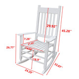 Classic Wooden Porch Rocker Chair White Populus Wood Comfortable Design - Furniture Home Direct