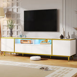 TV Stand For TVs Up To 80", Entertainment Center With 2 Shelves And LED Lights - Furniture Home Direct