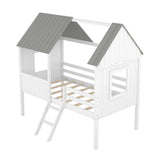 Low Loft Wooden House Bed With Two Side Windows - Furniture Home Direct