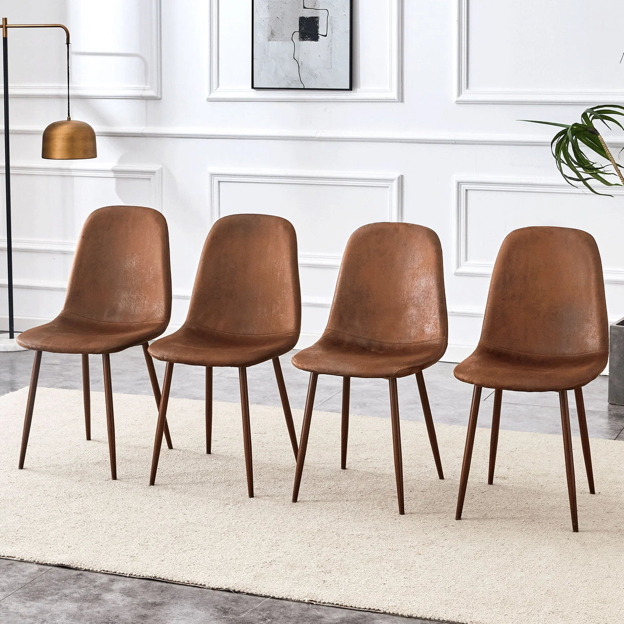 (Set of 4) Backrest AndTransfer Legs Chairs Adding A Touch Of Elegance To Minimalist And Scandinavian Style Homes - Walnut - Furniture Home Direct