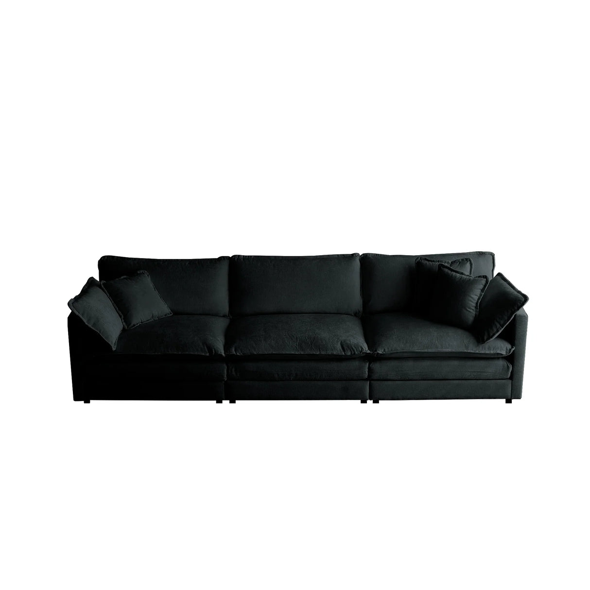 Modern Chenille 3 Piece Living Room Set - Black - Furniture Home Direct