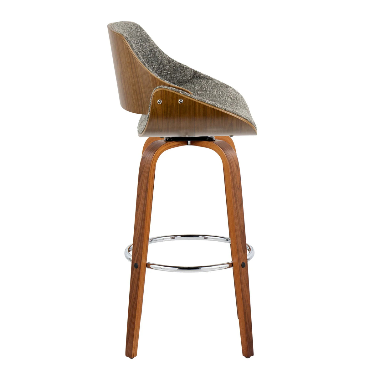 Fabrizzi - Mid Century Modern Fixed Height Barstool With Swivel With Round Footrest (Set of 2) - Furniture Home Direct