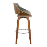 Fabrizzi - Mid Century Modern Fixed Height Barstool With Swivel With Round Footrest (Set of 2) - Furniture Home Direct