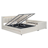 Platform Bed With Storage Drawers And USB Ports Beige - Furniture Home Direct