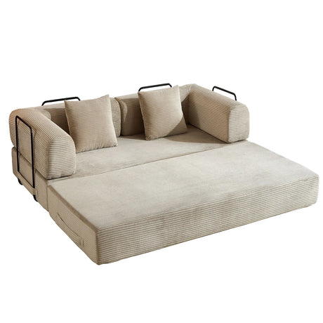 Convertible Sleeper Sofa Bed With Cylindrical Pillow, With Fixed Shape Frame - Furniture Home Direct