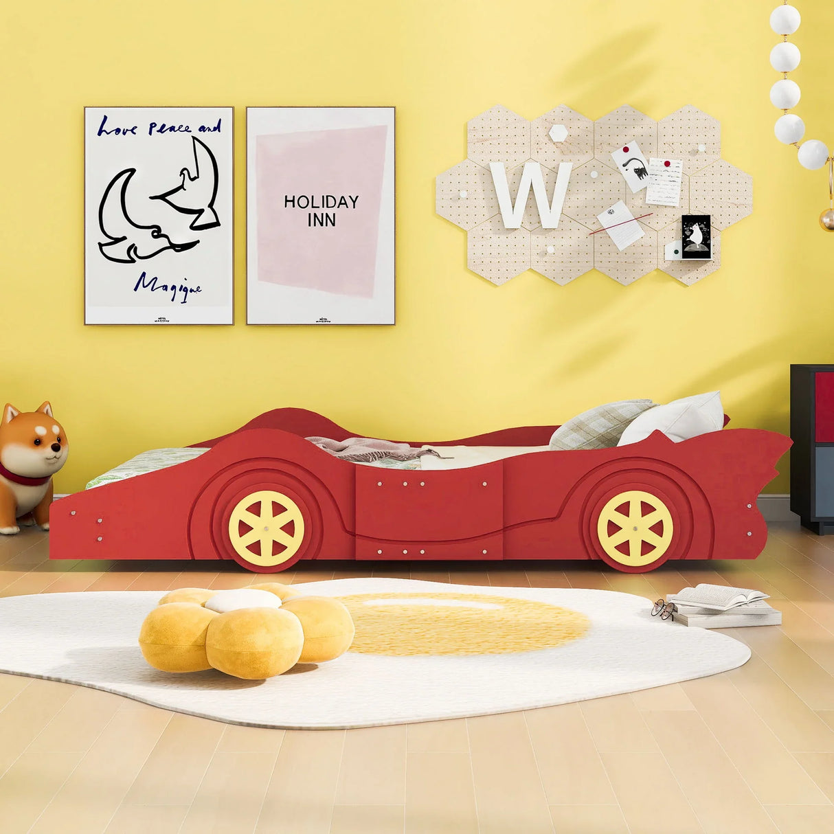 Race Car Shaped Platform Bed & Wheels - Furniture Home Direct