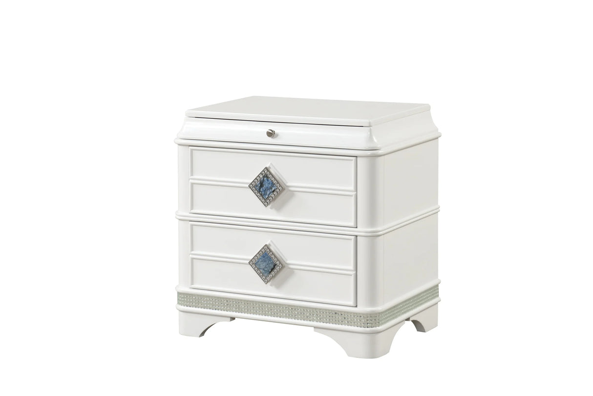 Bedroom Set Modern Upholstered Bed Dresser Mirror White - Furniture Home Direct
