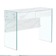 White Makeup Vanity With Tempered Glass Legs - White - Furniture Home Direct