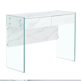 White Makeup Vanity With Tempered Glass Legs - White - Furniture Home Direct