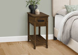 Accent End Table, 2 Tier, Narrow, Storage Drawer, Transitional - Walnut - Furniture Home Direct