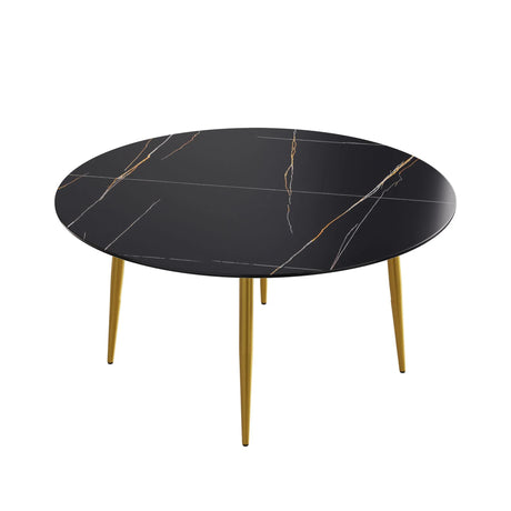 Modern Man-Made Stone Round Dining Table-Position For 6 People - Furniture Home Direct