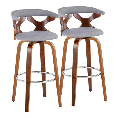 Gardenia - Mid Century Modern Fixed Height Barstool With Swivel With Round Footrest (Set of 2) - Furniture Home Direct