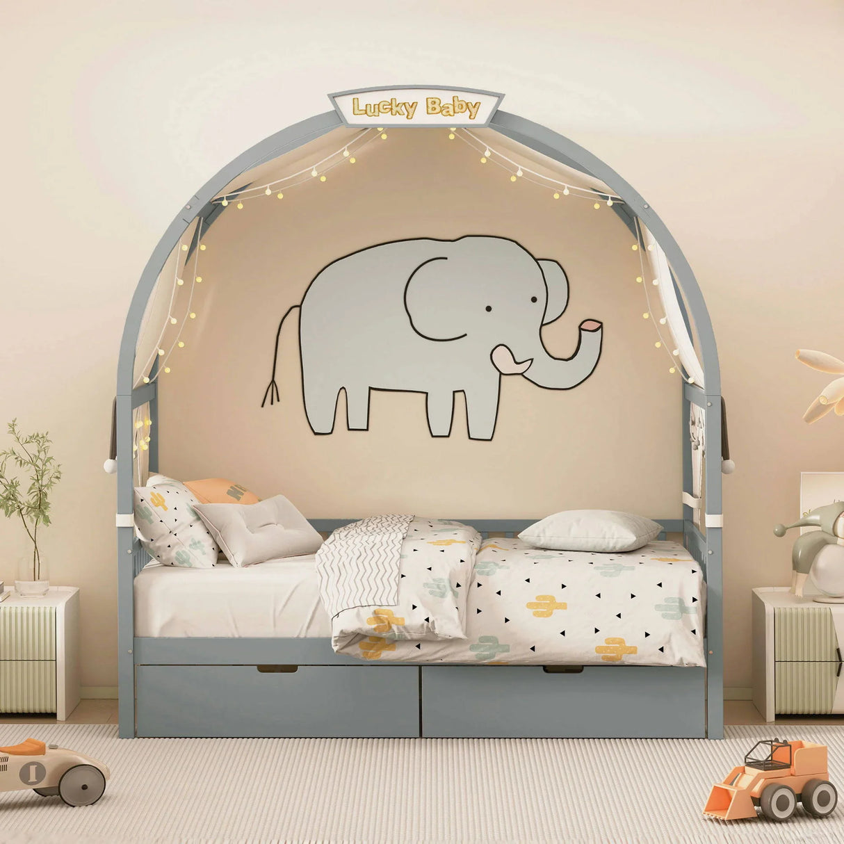 Bed With Arched Roof And 2 Drawers - Furniture Home Direct