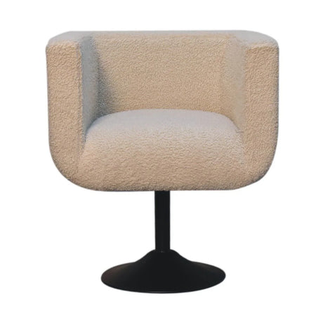 Boucle Swivel Chair - Cream - Furniture Home Direct
