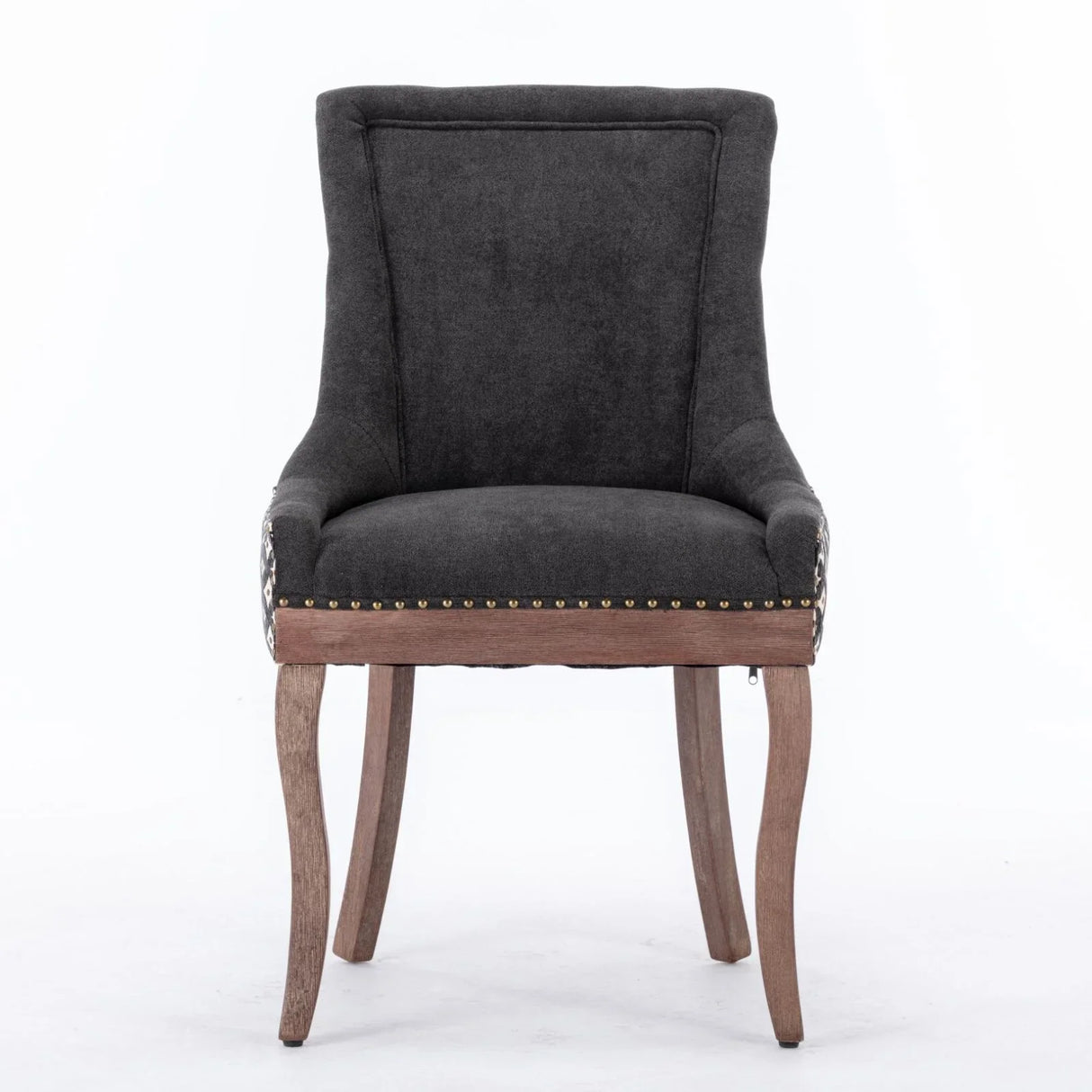 Ultra Side Dining Chair, Thickened Fabric Chairs With Neutrally Toned Solid Wood Legs, Bronze Nail Head (Set of 2) - Furniture Home Direct
