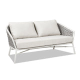 Rowan - Rope Barrel Back Patio Conversation Loveseat Sofa - Optic White - Furniture Home Direct
