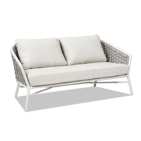 Rowan - Rope Barrel Back Patio Conversation Loveseat Sofa - Optic White - Furniture Home Direct