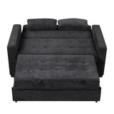 66.5" Upholstered Loveseat With Pull Out Bed, Two Throw Pillows, Dual USB Charging Port and Adjustable Backrest - Black - Furniture Home Direct