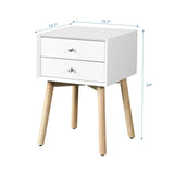 Mid Century Modern Nightstand With 2 Drawers - White - Furniture Home Direct