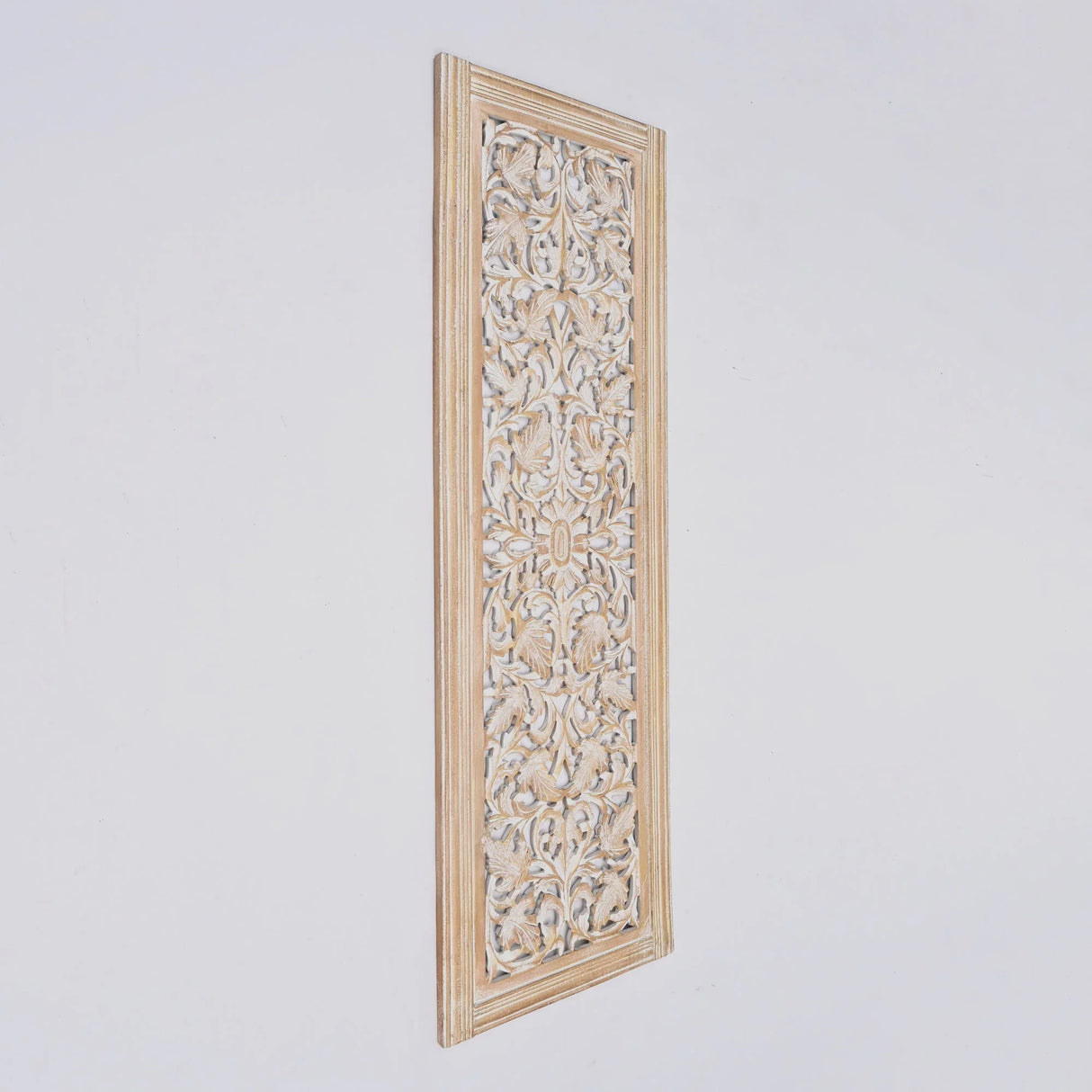 Floral Hand Carved Mandala Rectangular Wall Decor Accent - Gold / White - Furniture Home Direct