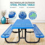 Outdoor Steel Picnic Rectangular Table With Umbrella Pole - Furniture Home Direct