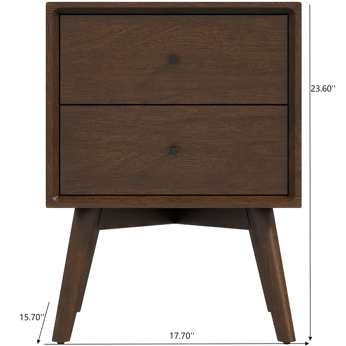 Caroline - Mid-Century Modern Style White Night Stand 2 Drawer - Furniture Home Direct