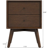 Caroline - Mid-Century Modern Style White Night Stand 2 Drawer - Furniture Home Direct