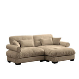 Modern Sectional Sofa With Ottoman, Round Bolster Armrests, Waist And Throw Pillows - Furniture Home Direct