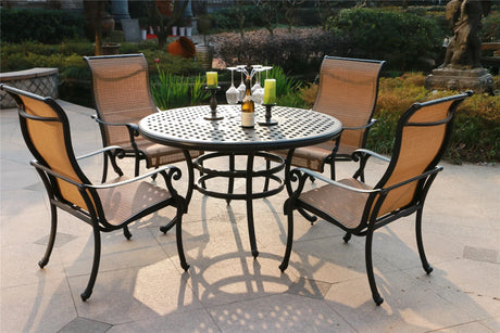 Round 51.9" Long Aluminum Dining Set - Furniture Home Direct