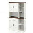 Farmhouse Kitchen Pantry Storage Cabinet - Brown / Antique White - Furniture Home Direct