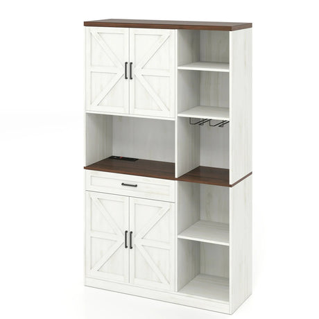 Farmhouse Kitchen Pantry Storage Cabinet - Brown / Antique White - Furniture Home Direct