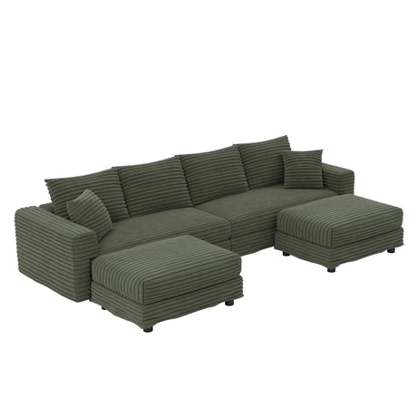 Deep Seat Convertible Sofa With Soft Pillows And Ottomans - Furniture Home Direct