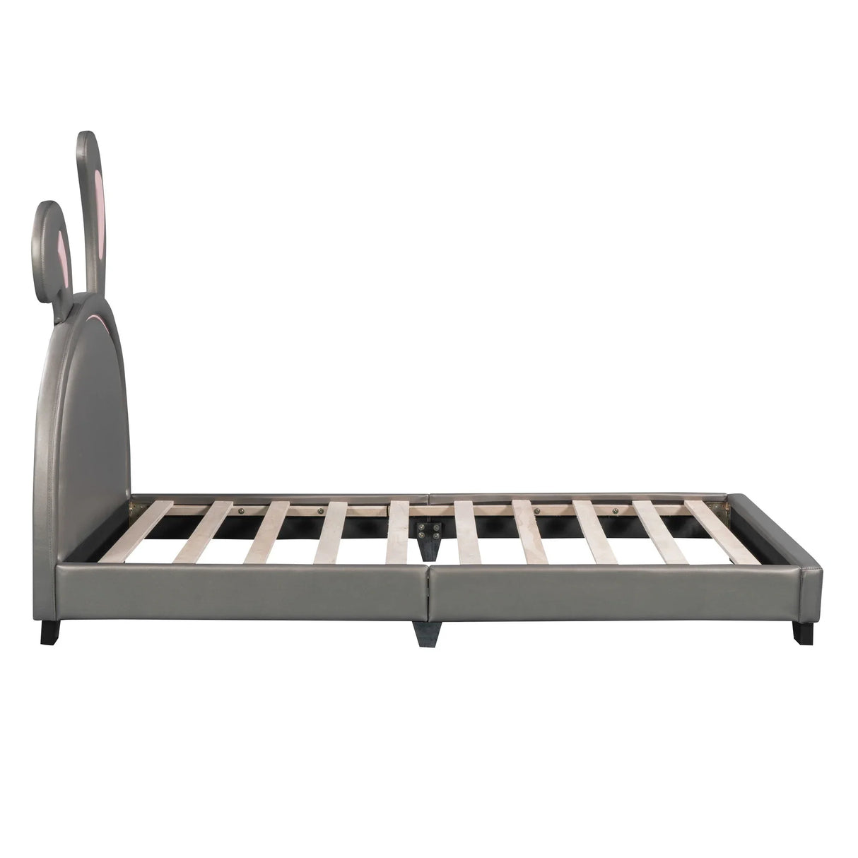 Upholstered Leather Platform Bed With Rabbit Ornament - Furniture Home Direct