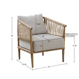 Arm Chair With Open Weave Jute Twine Rope Design - Natural - Furniture Home Direct