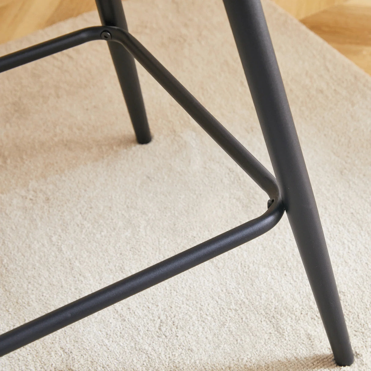 Counter Stool Set Faux Leather Tufted Cushions Black - Furniture Home Direct