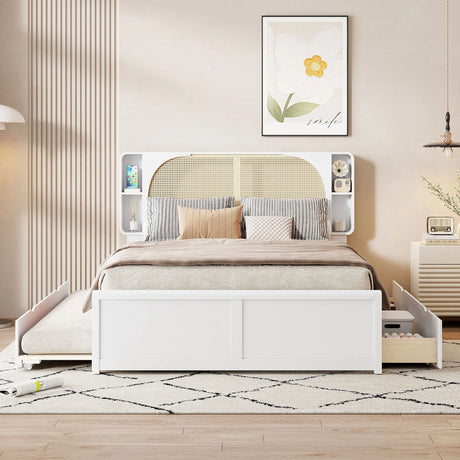 Headboard Bed With 2 Drawers And Trundle - Furniture Home Direct