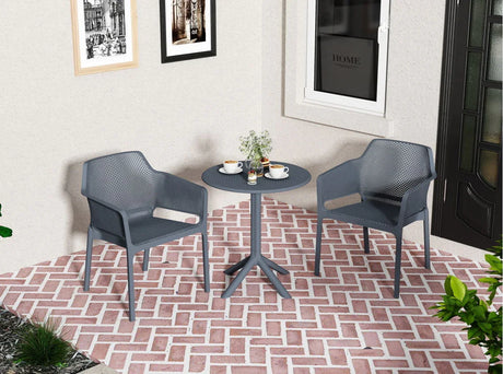 3 Piece Plastic Arm Chair Bistro Grs Premium Ocean Plastic - Furniture Home Direct
