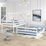 Twin Over Full House Bunk Bed With Built-In Ladder - Furniture Home Direct