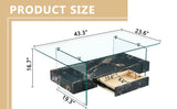 Coffee Table Two-Tier Glass With Solid Marble Base Black - Furniture Home Direct
