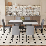 Dining Set Modern With Marble Top Table For Six Gray - Furniture Home Direct