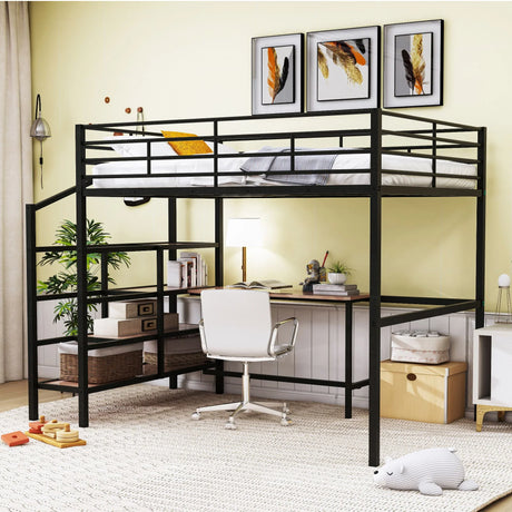 Loft Bed With Desk And Lateral Storage Ladder - Furniture Home Direct