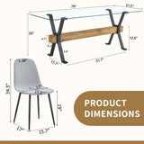 Dining Set Glass Table With 10 Chairs Finish Light Gray - Furniture Home Direct