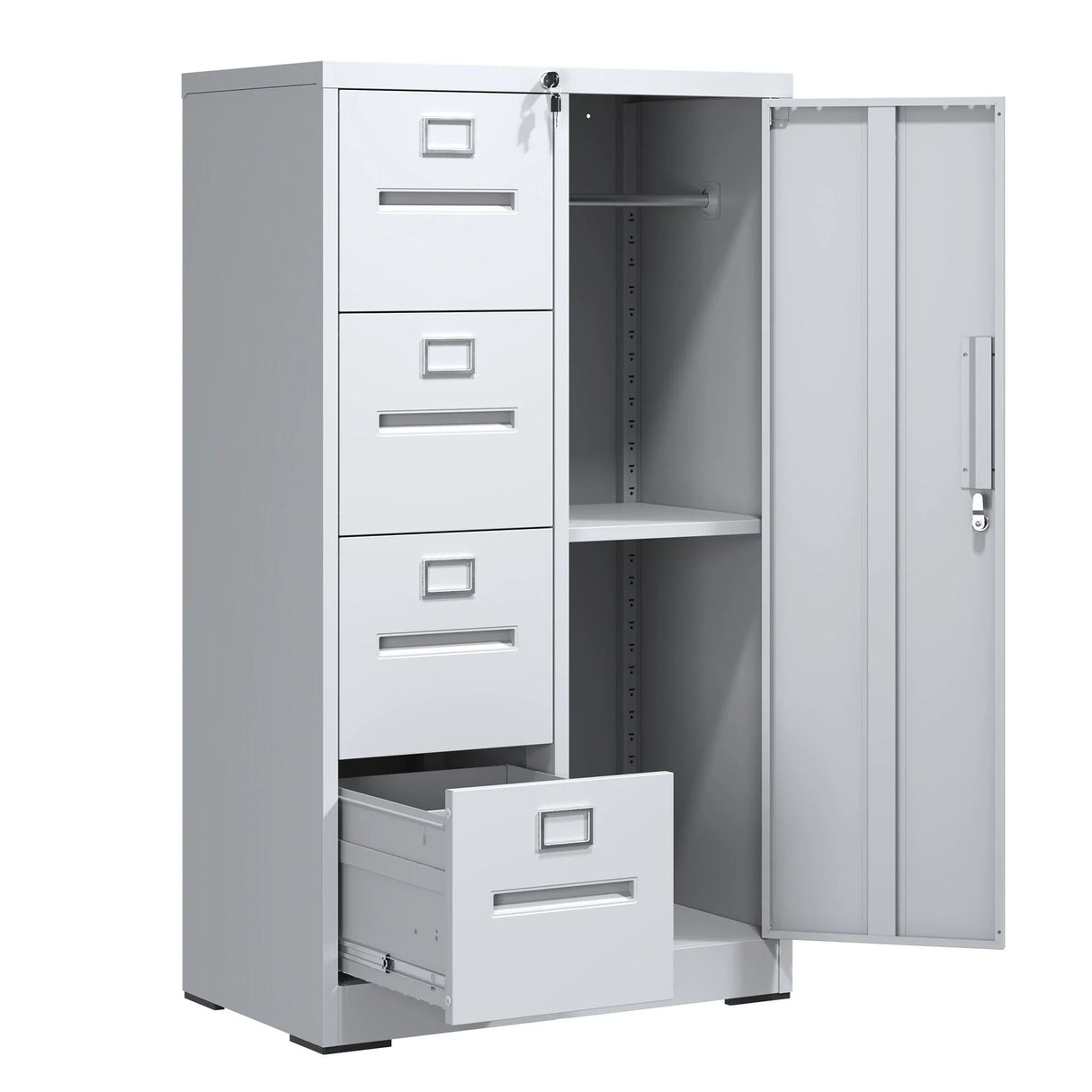 Metal Storage Vertical Filing Cabinet With Lock, 4 Drawers, 1 Door, Steel Construction, School / Office Use - Furniture Home Direct