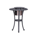 Outdoor Patio Aluminum Round Bistro Table/Side Table With Ice Bucket - Gunmetal - Furniture Home Direct