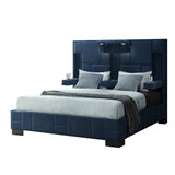 Queen Bed Upholstered Tufted Modern Panel Bed Navy Blue - Furniture Home Direct